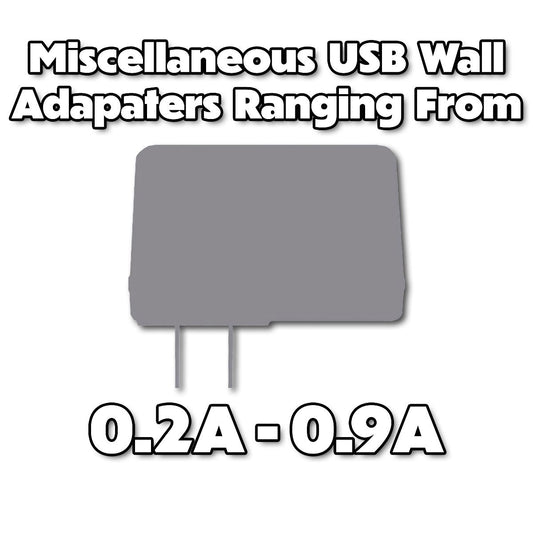 Miscellaneous & Mixed Wall Charger USB Adapter (0.2A to 0.9A Output) - 1 Adapter