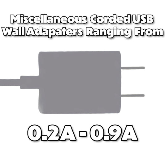Miscellaneous Generic Corded Micro-USB Wall Charger (0.2A to 0.9A) Output Cell Phone - Cables & Adapters Unbranded    - Simple Cell Bulk Wholesale Pricing - USA Seller