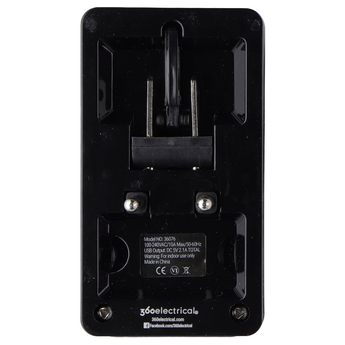 360 Electrical 2 Outlet Adapter 2.1A USB for US/China/Israel/UK/EU - Black Cell Phone - Chargers & Cradles 360 Electrical - Simple Cell Bulk Wholesale Pricing - USA Seller