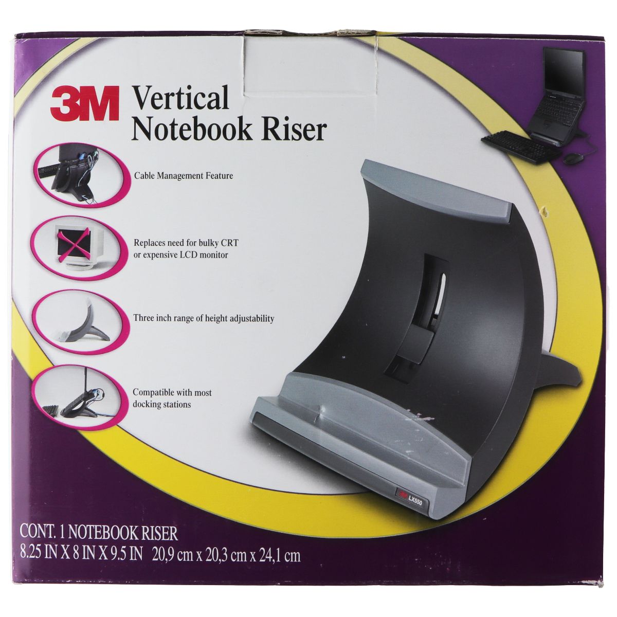 3M Vertical Notebook Riser (LX550) Computer Accessories - Laptop Docking Stations 3M - Simple Cell Bulk Wholesale Pricing - USA Seller