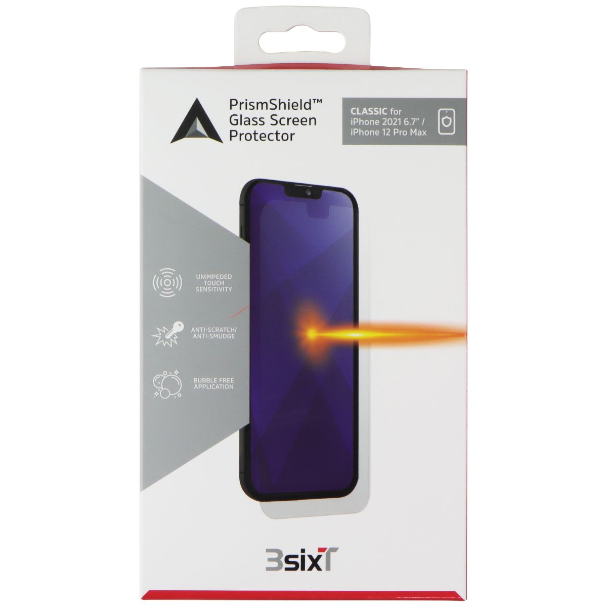 3SIXT PrismShield Hybrid Protector for iPhone 13 Pro Max/12 Pro Max (Classic) Cell Phone - Screen Protectors 3SIXT - Simple Cell Bulk Wholesale Pricing - USA Seller