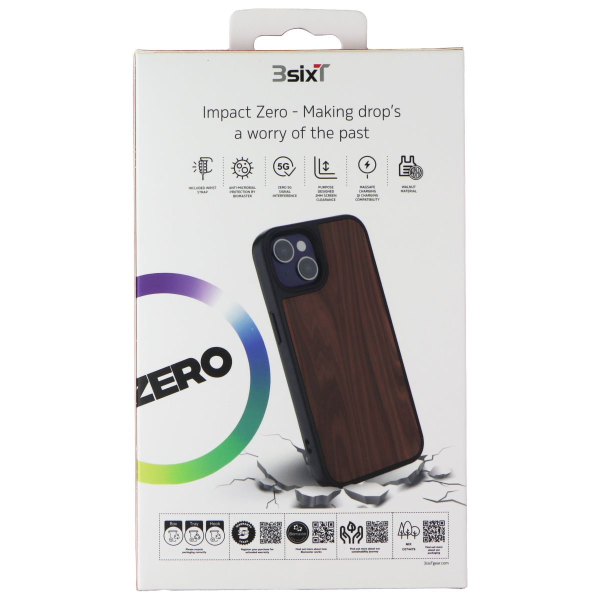 3SIXT Impact Zero Series Case for Apple iPhone 13 - Walnut Cell Phone - Cases, Covers & Skins 3SIXT - Simple Cell Bulk Wholesale Pricing - USA Seller