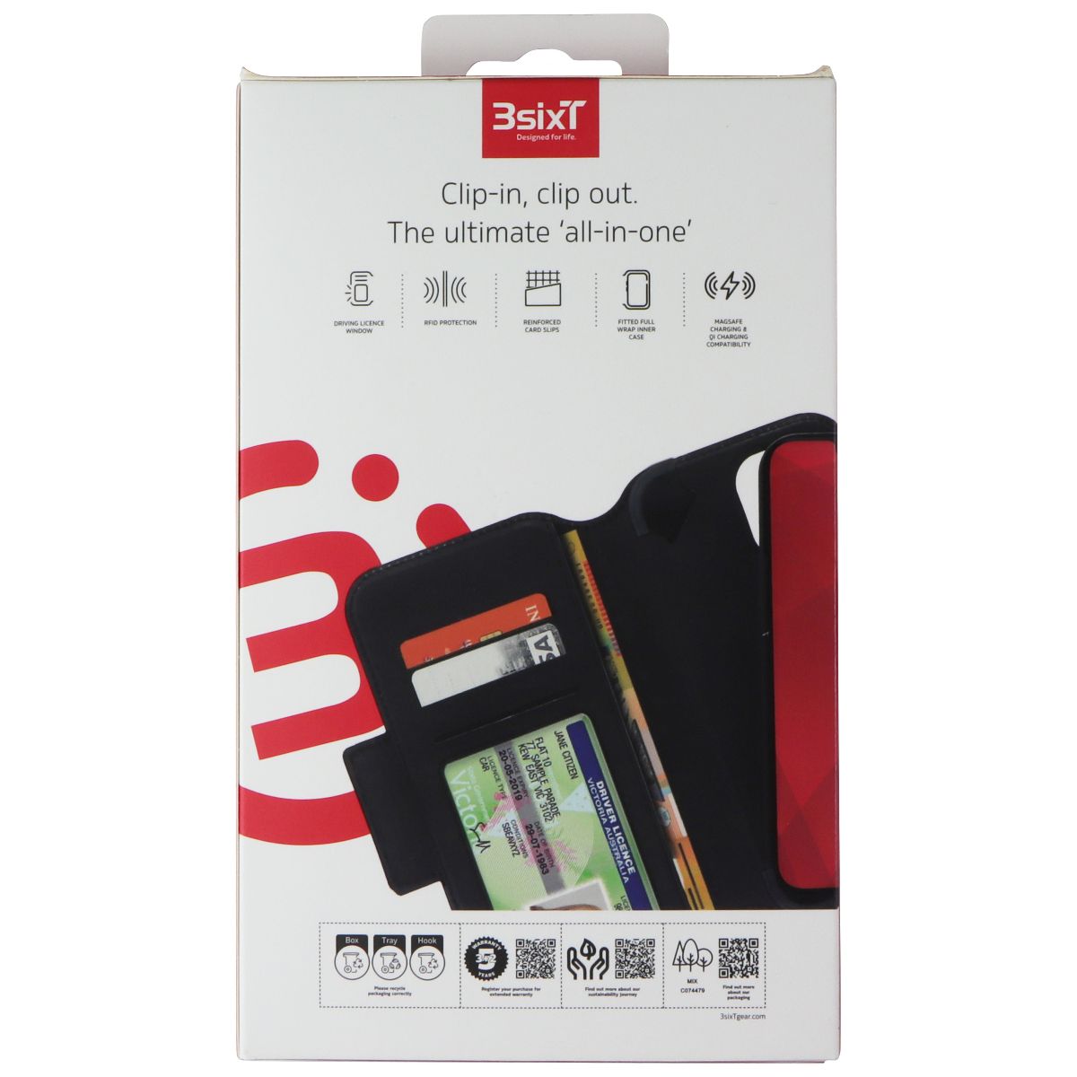3SIXT DuoFolio Wallet Case for Apple iPhone 13 - Black Cell Phone - Cases, Covers & Skins 3SIXT - Simple Cell Bulk Wholesale Pricing - USA Seller