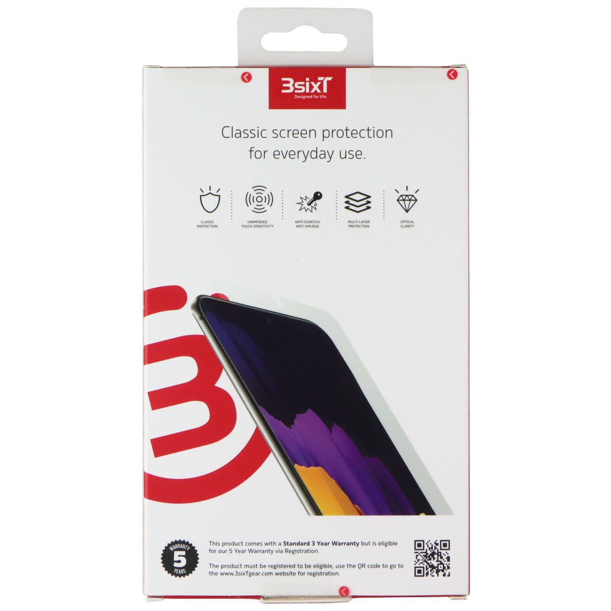 3SIXT PrismShield Film Screen Protector for Samsung Galaxy S22 - 2 Pack