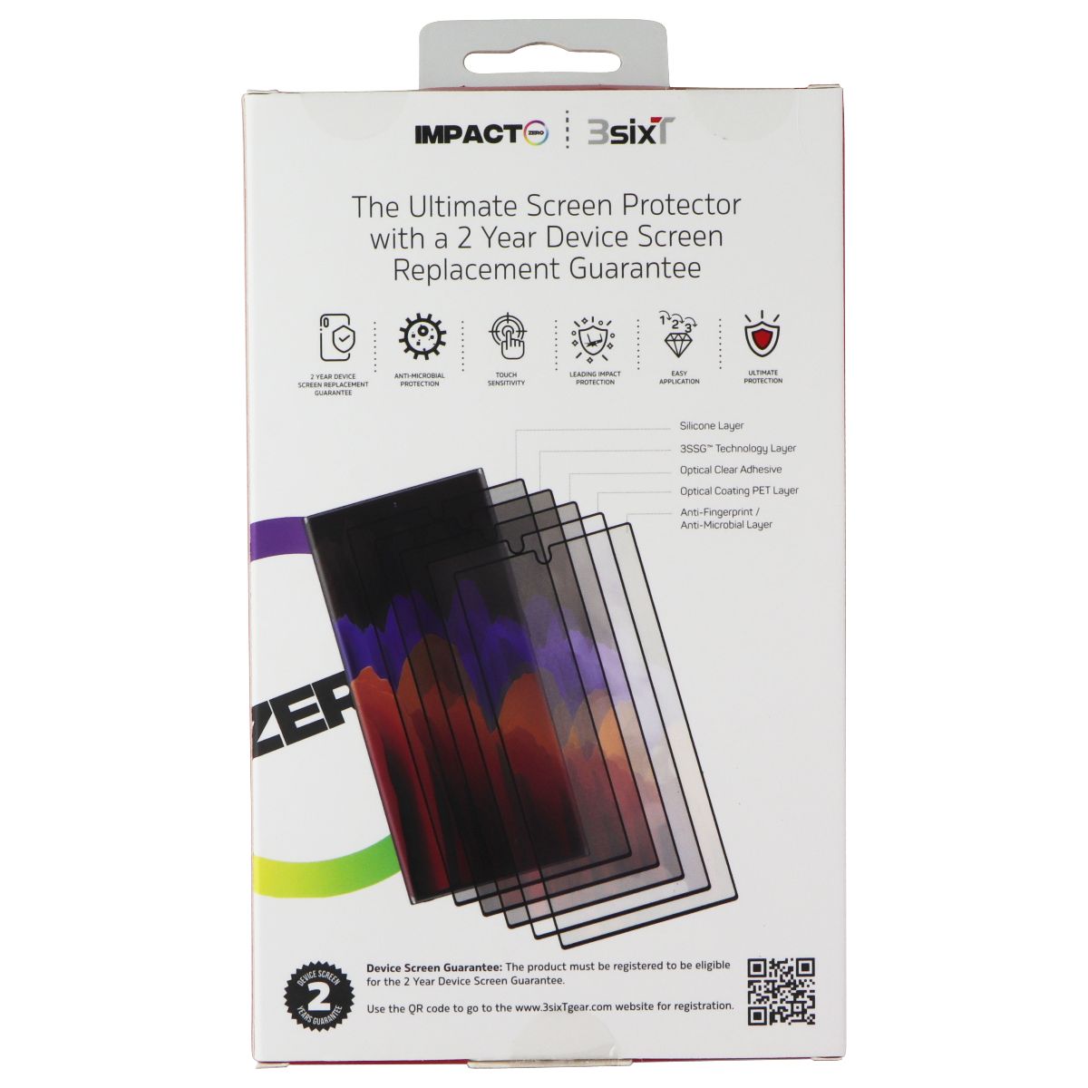 3SIXT Impact Zero Ultimate Screen Protector for Samsung Galaxy S22 Ultra - Clear Cell Phone - Screen Protectors 3SIXT - Simple Cell Bulk Wholesale Pricing - USA Seller