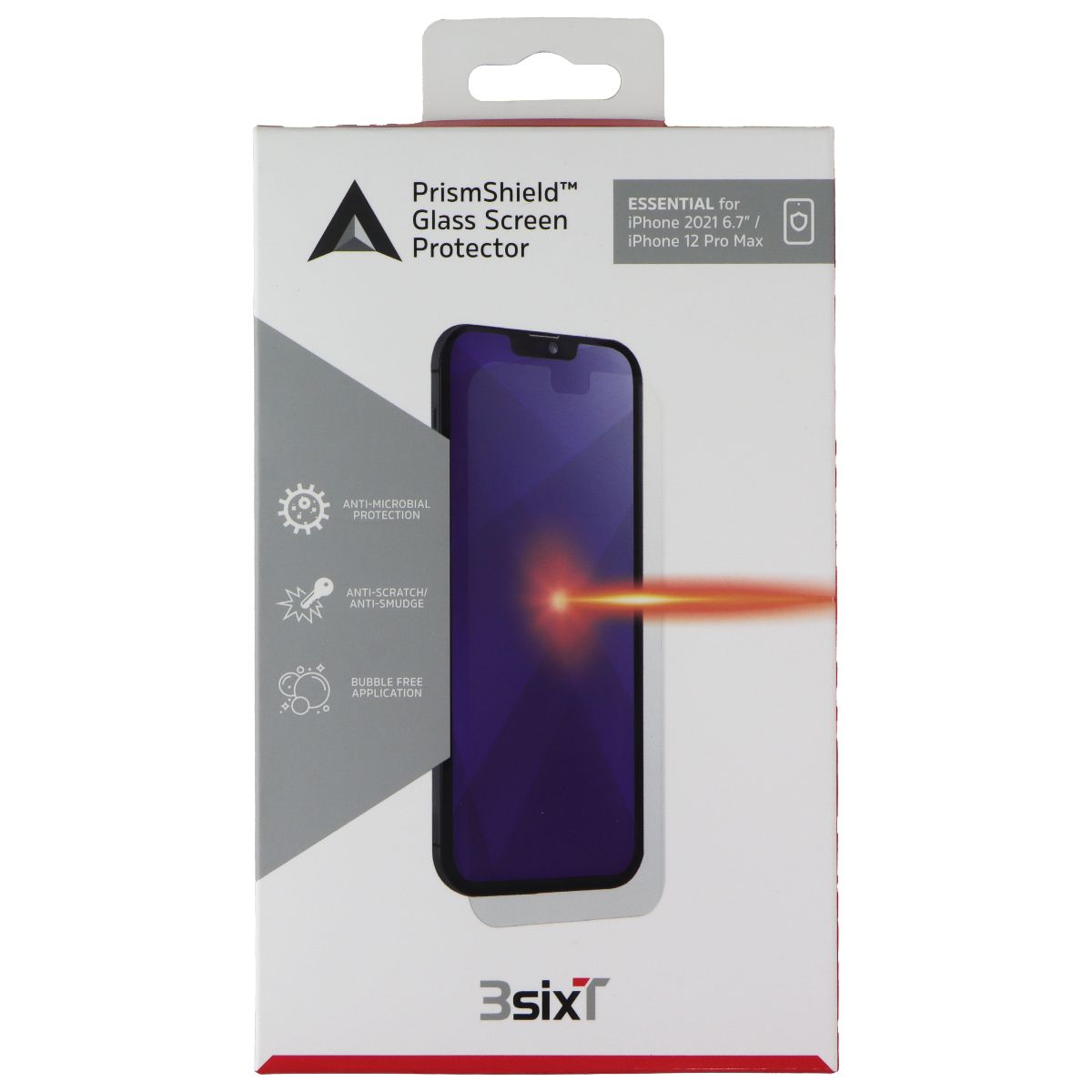 3SIXT PrismShield Hybrid Protector for iPhone 13 Pro Max/12 Pro Max (Essential) Cell Phone - Screen Protectors 3SIXT - Simple Cell Bulk Wholesale Pricing - USA Seller