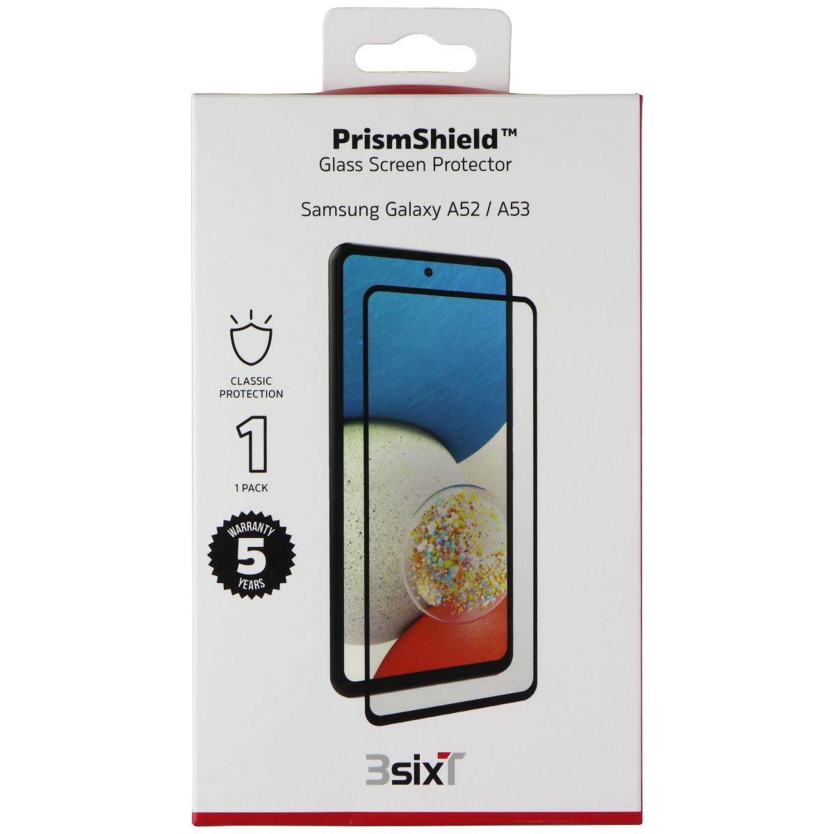 3SIXT PrismShield Glass Screen Protector for Samsung Galaxy A52/ A53 Cell Phone - Screen Protectors 3SIXT - Simple Cell Bulk Wholesale Pricing - USA Seller