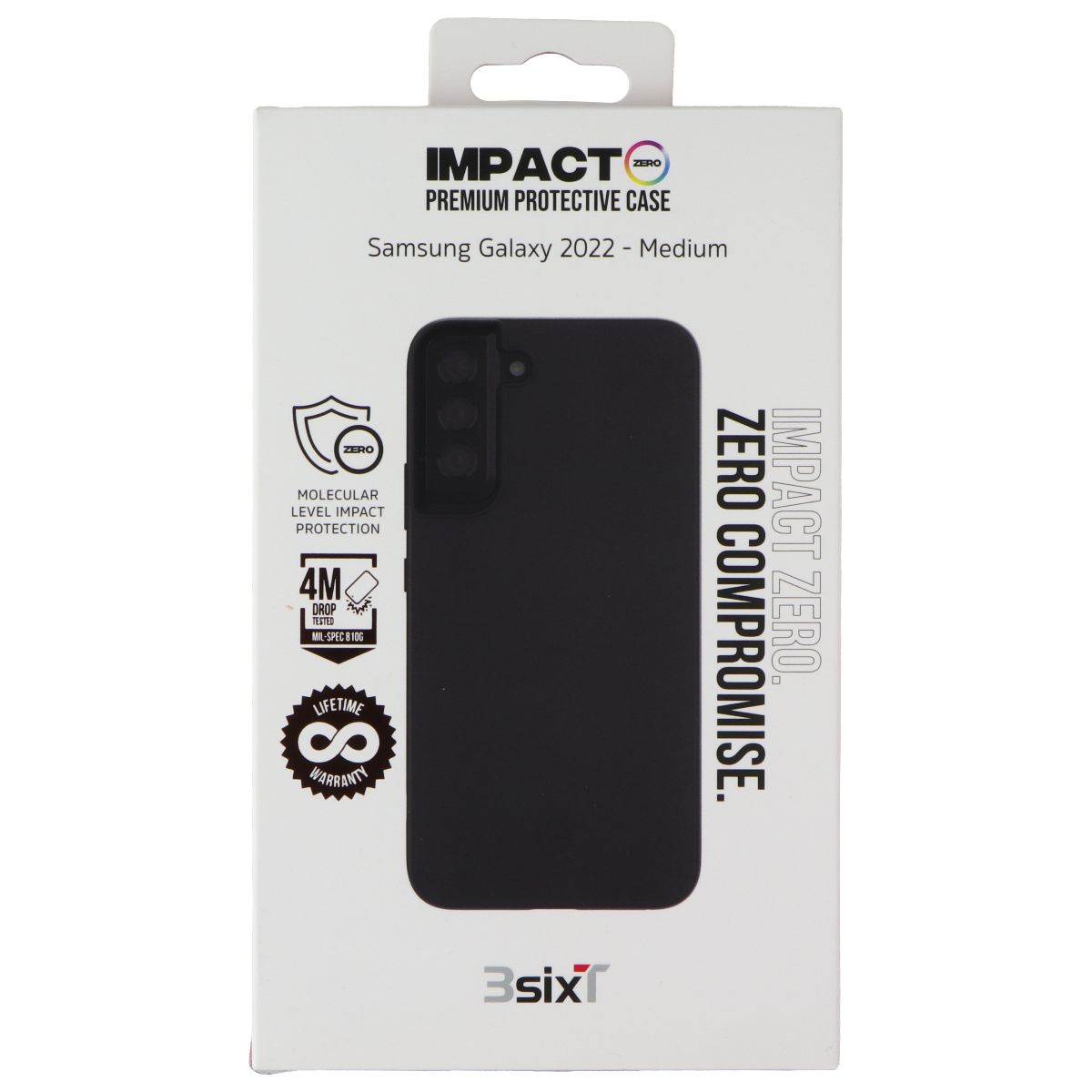 3SIXT Impact Zero Protective Case for Samsung Galaxy (S22+) - Black Cell Phone - Cases, Covers & Skins 3SIXT - Simple Cell Bulk Wholesale Pricing - USA Seller