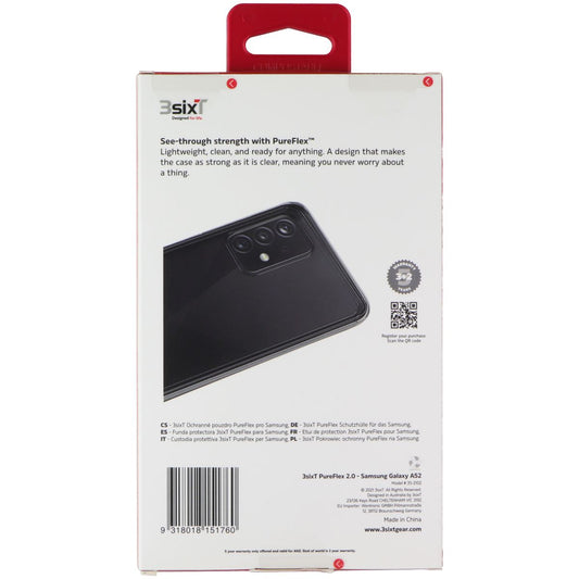 3SixT PureFlex Smartphone Case for Samsung Galaxy A52 - Clear Cell Phone - Cases, Covers & Skins 3SIXT - Simple Cell Bulk Wholesale Pricing - USA Seller