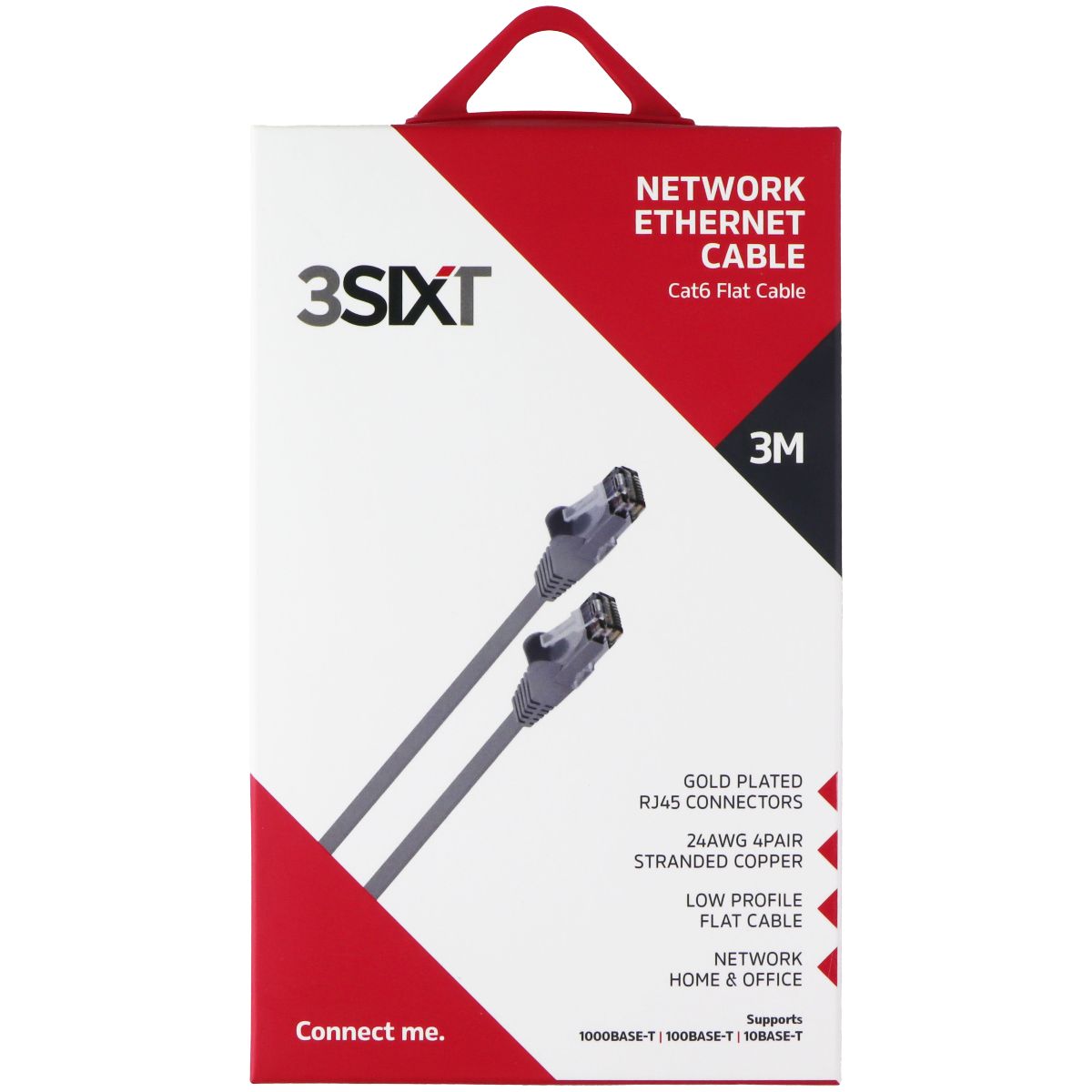 3SIXT (3M) Network Ethernet Cable Cat6 Flat Cable - Gray Computer/Network - Ethernet Cables (RJ-45, 8P8C) 3SIXT - Simple Cell Bulk Wholesale Pricing - USA Seller