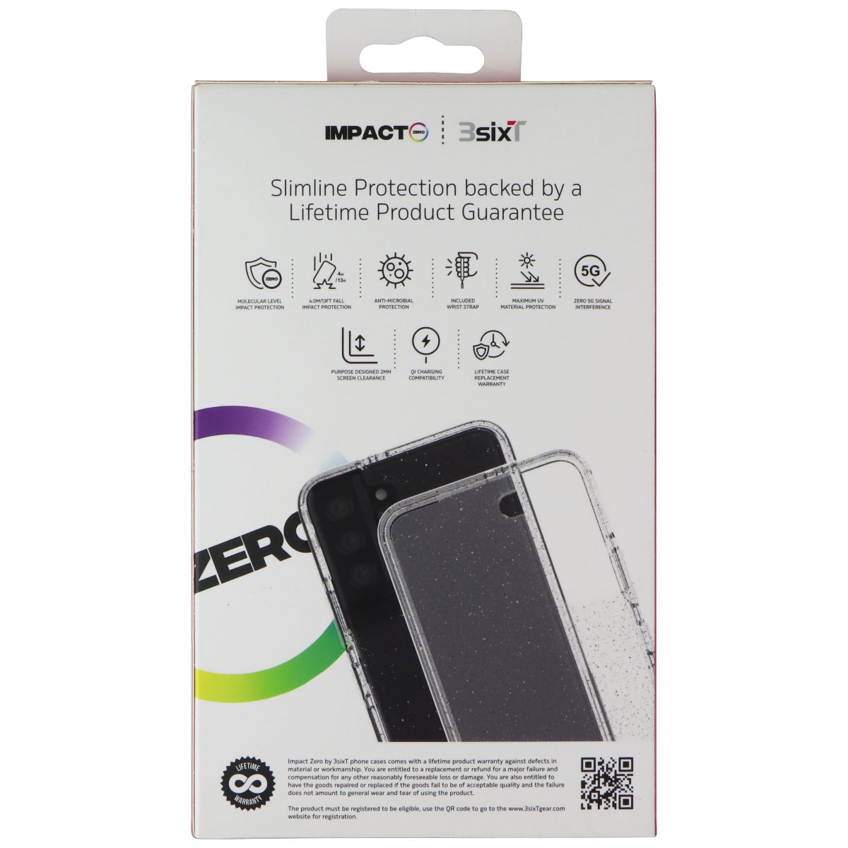 3SIXT Impact Zero Protective Case for Samsung Galaxy S22 - Clear/Glitter Cell Phone - Cases, Covers & Skins 3SIXT - Simple Cell Bulk Wholesale Pricing - USA Seller