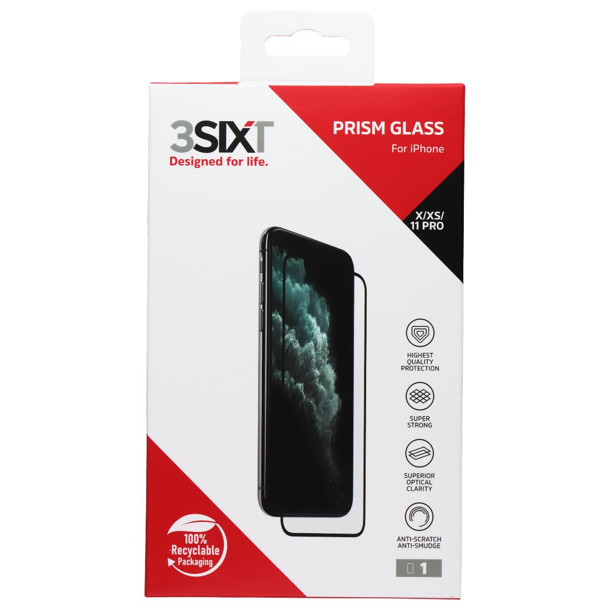 3SIXT Prism Glass Screen Protector for Apple iPhone X / XS / 11 Pro Cell Phone - Screen Protectors 3SIXT - Simple Cell Bulk Wholesale Pricing - USA Seller