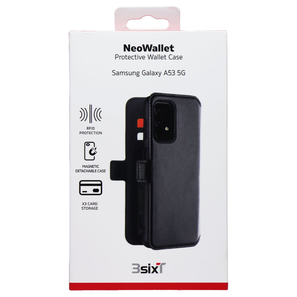 3sixT NeoWallet Protective Wallet Case for Samsung Galaxy A53 5G - Black Cell Phone - Cases, Covers & Skins 3SIXT - Simple Cell Bulk Wholesale Pricing - USA Seller