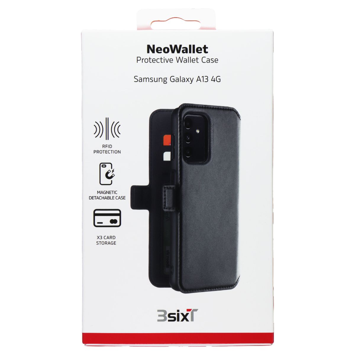 3sixT NeoWallet Protective Wallet Case for Samsung Galaxy A13 4G - Black Cell Phone - Cases, Covers & Skins 3SIXT - Simple Cell Bulk Wholesale Pricing - USA Seller