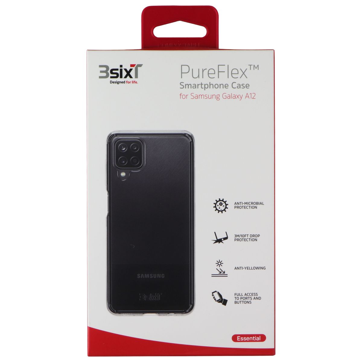 3SIXT PureFlex Case for Samsung Galaxy A12 Smartphones - Clear Cell Phone - Cases, Covers & Skins 3SIXT - Simple Cell Bulk Wholesale Pricing - USA Seller