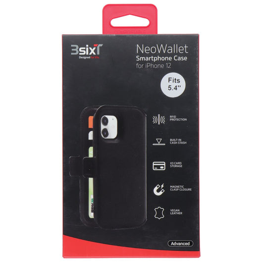 3SIXT NeoWallet Advanced Series Case for Apple iPhone 12 Mini (5.4-inch) - Black Cell Phone - Cases, Covers & Skins 3SIXT - Simple Cell Bulk Wholesale Pricing - USA Seller