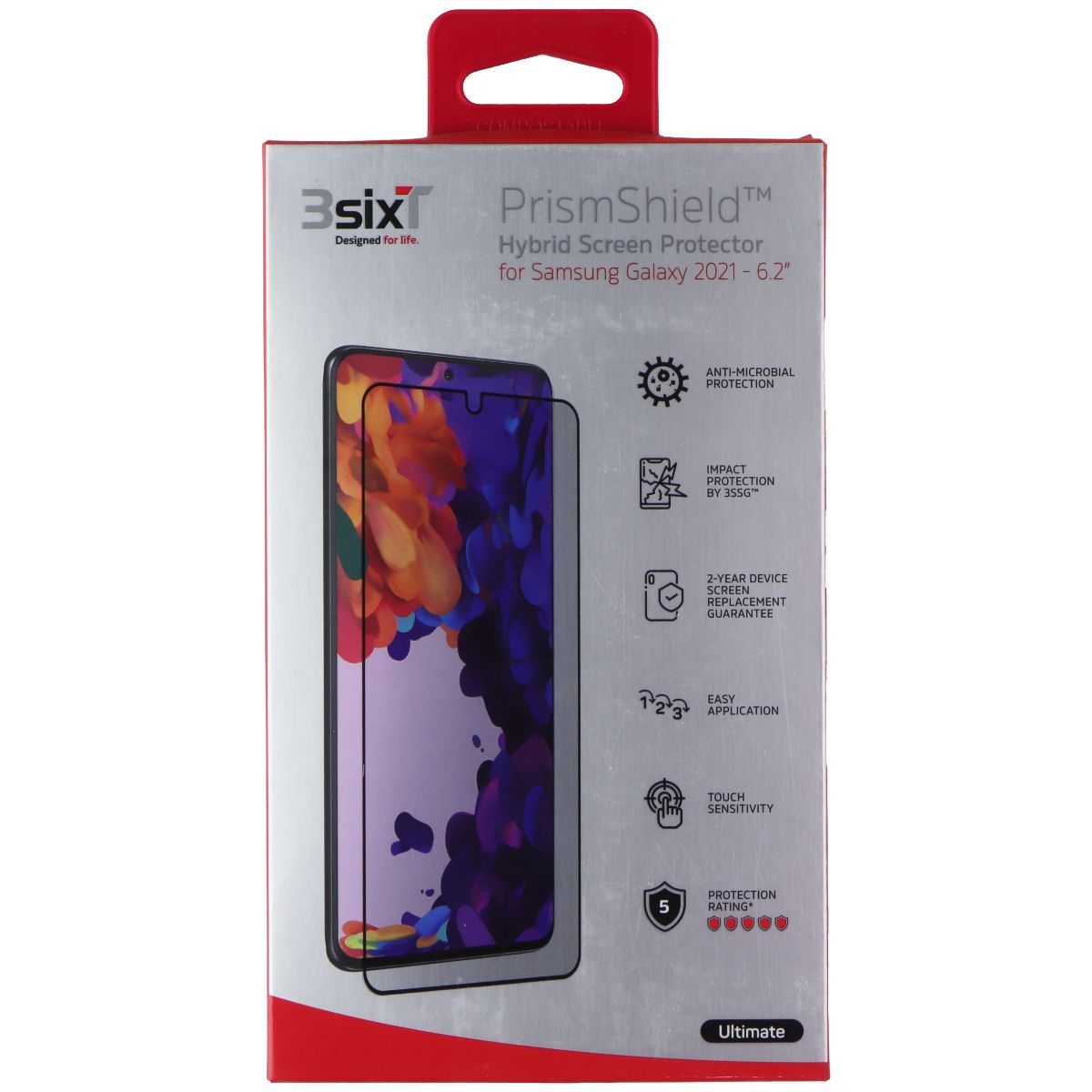 3SIXT PrismShield Hybrid Screen Protector (Ultimate) for Samsung Galaxy S21 Cell Phone - Screen Protectors 3SIXT - Simple Cell Bulk Wholesale Pricing - USA Seller