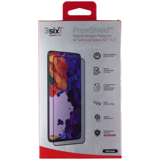 3SIXT PrismShield Hybrid Screen Protector (Ultimate) for Samsung Galaxy S21 Cell Phone - Screen Protectors 3SIXT - Simple Cell Bulk Wholesale Pricing - USA Seller