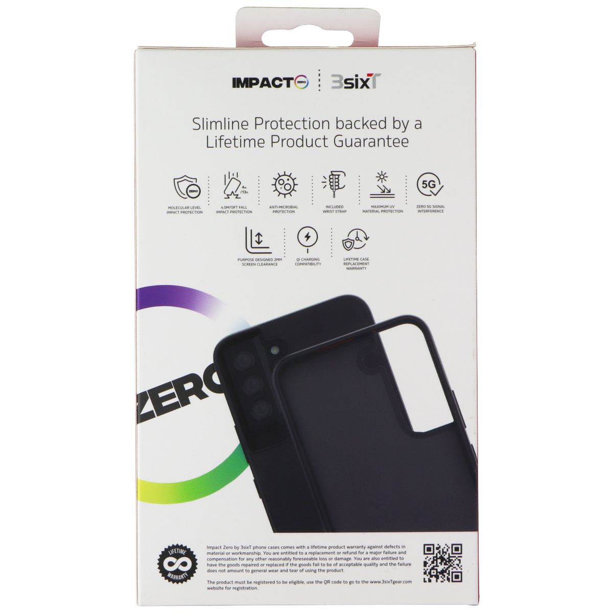 3SIXT Impact Zero Protective Case for Samsung Galaxy S22 - Black Cell Phone - Cases, Covers & Skins 3SIXT - Simple Cell Bulk Wholesale Pricing - USA Seller