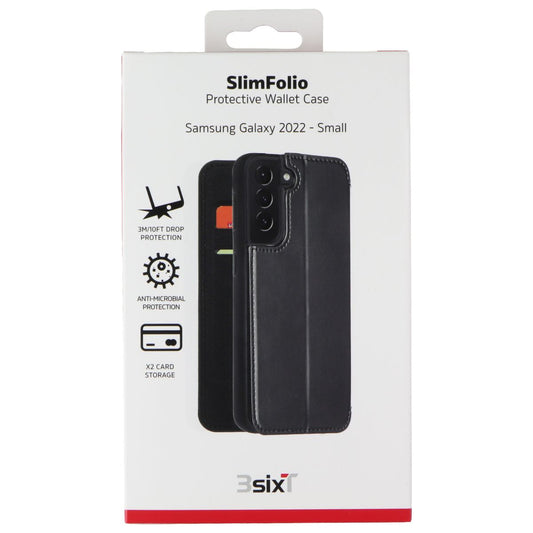 3SIXT SlimFolio Series Case for Samsung Galaxy S22 - Black Cell Phone - Cases, Covers & Skins 3SIXT - Simple Cell Bulk Wholesale Pricing - USA Seller
