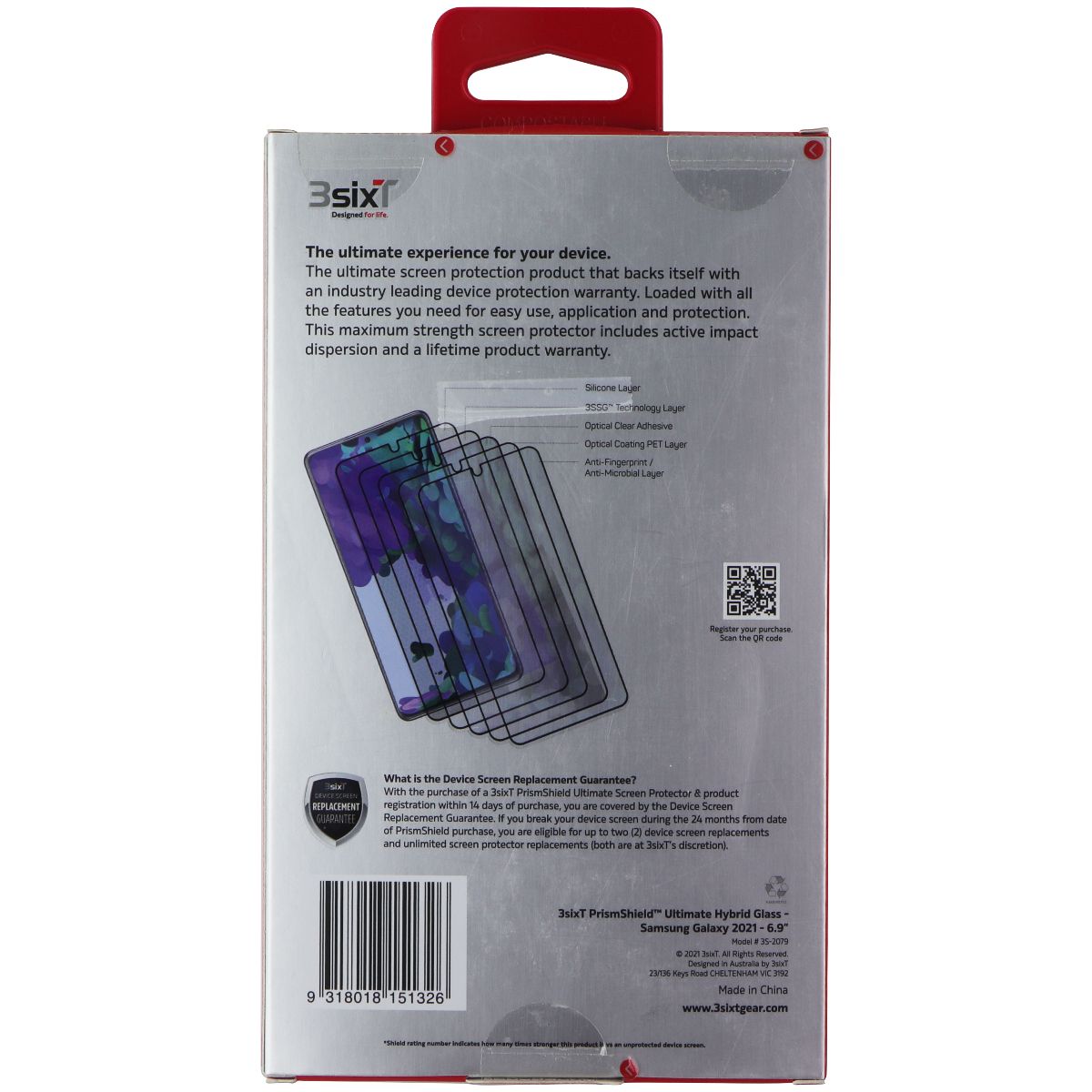 3SIXT PrismShield Hybrid Screen Protector for Samsung Galaxy Note20 Ultra 5G Cell Phone - Screen Protectors 3SIXT - Simple Cell Bulk Wholesale Pricing - USA Seller