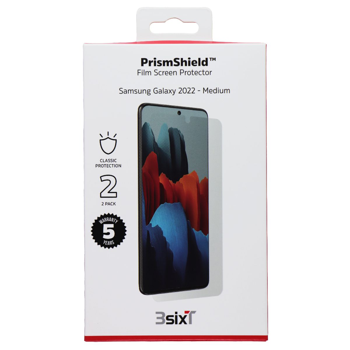 3SIXT PrismShield Film Screen Protector for Samsung Galaxy S22+ (Plus) - 2 Pack
