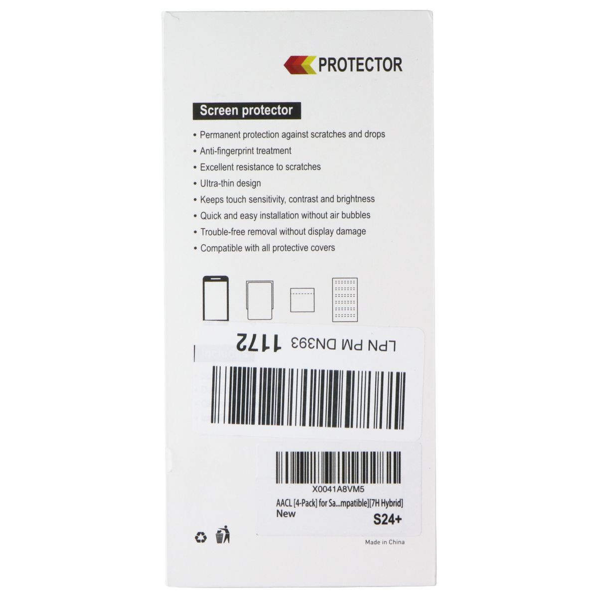 AACL Tempered Glass Screen Protector for Samsung Galaxy S24+ (Plus) - 4 Pack Cell Phone - Screen Protectors AACL - Simple Cell Bulk Wholesale Pricing - USA Seller