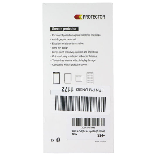 AACL Tempered Glass Screen Protector for Samsung Galaxy S24+ (Plus) - 4 Pack Cell Phone - Screen Protectors AACL - Simple Cell Bulk Wholesale Pricing - USA Seller