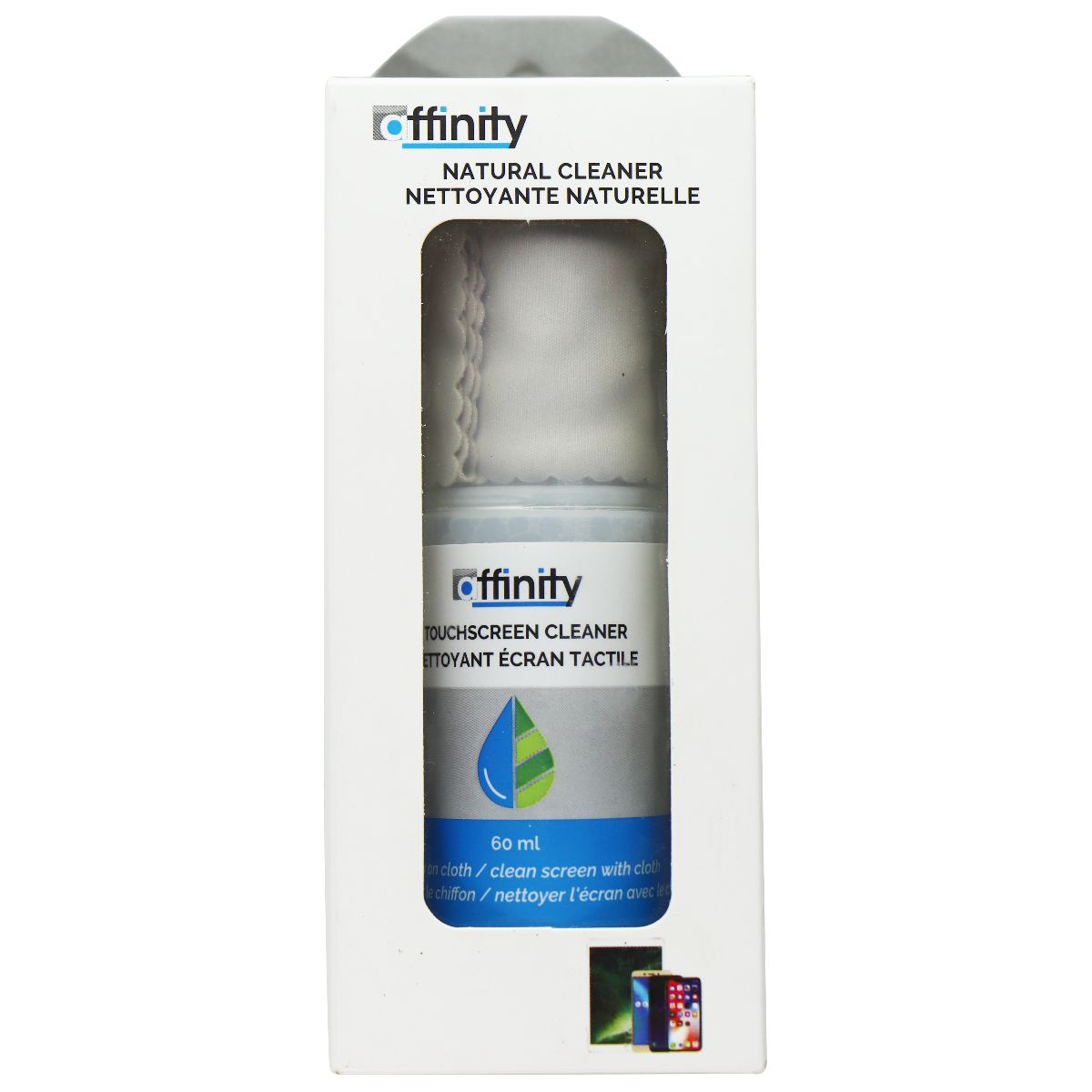 Affinity Natural Cleaner with Cloth for Touchscreen Devices (60ml) Cell Phone - Other Accessories Affinity    - Simple Cell Bulk Wholesale Pricing - USA Seller