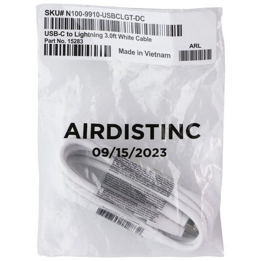 AIRDISTINC 3 Foot MFI-Certified USB-C to Lightning 8-Pin Cable - White Cell Phone - Cables & Adapters AIRDISTINC - Simple Cell Bulk Wholesale Pricing - USA Seller