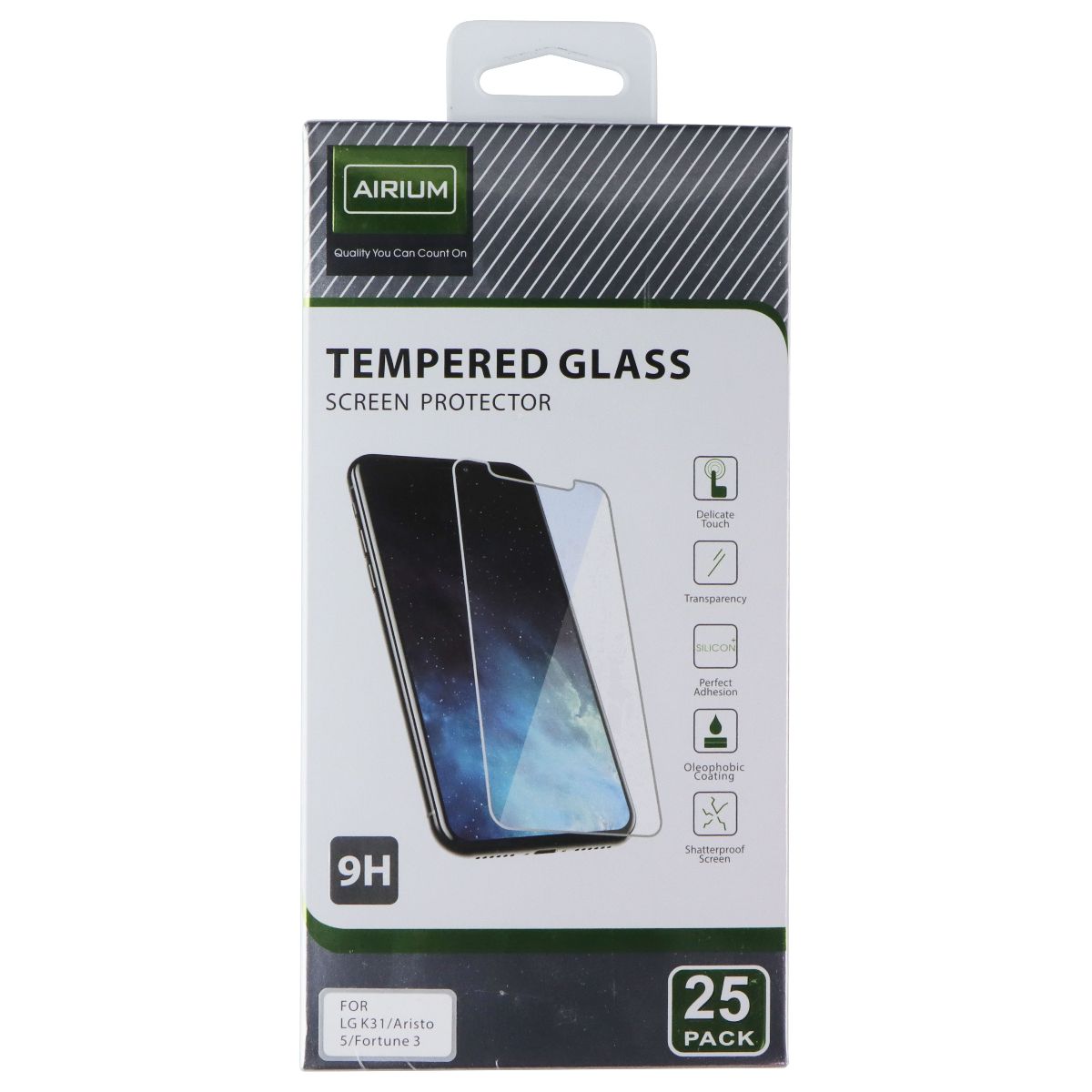 AIRIUM 9H Tempered Glass Screen Protector for LG K31/Aristo 5/Fortune 3 - 25PK Cell Phone - Screen Protectors Airium - Simple Cell Bulk Wholesale Pricing - USA Seller