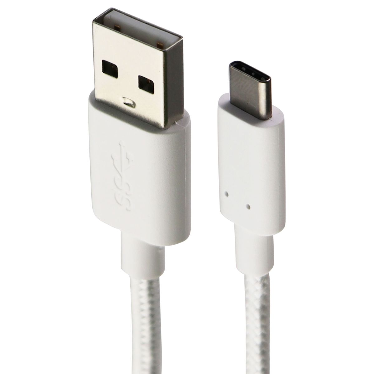 Alcatel (3.3-Foot) USB-C to USB Charge/Sync Braided Cable - White (CDA0000149CF) Cell Phone - Cables & Adapters Alcatel - Simple Cell Bulk Wholesale Pricing - USA Seller