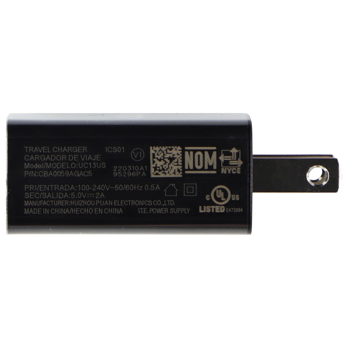 Alcatel (UC13US) 5V/2A Single USB Travel Charger Wall Adapter - Black