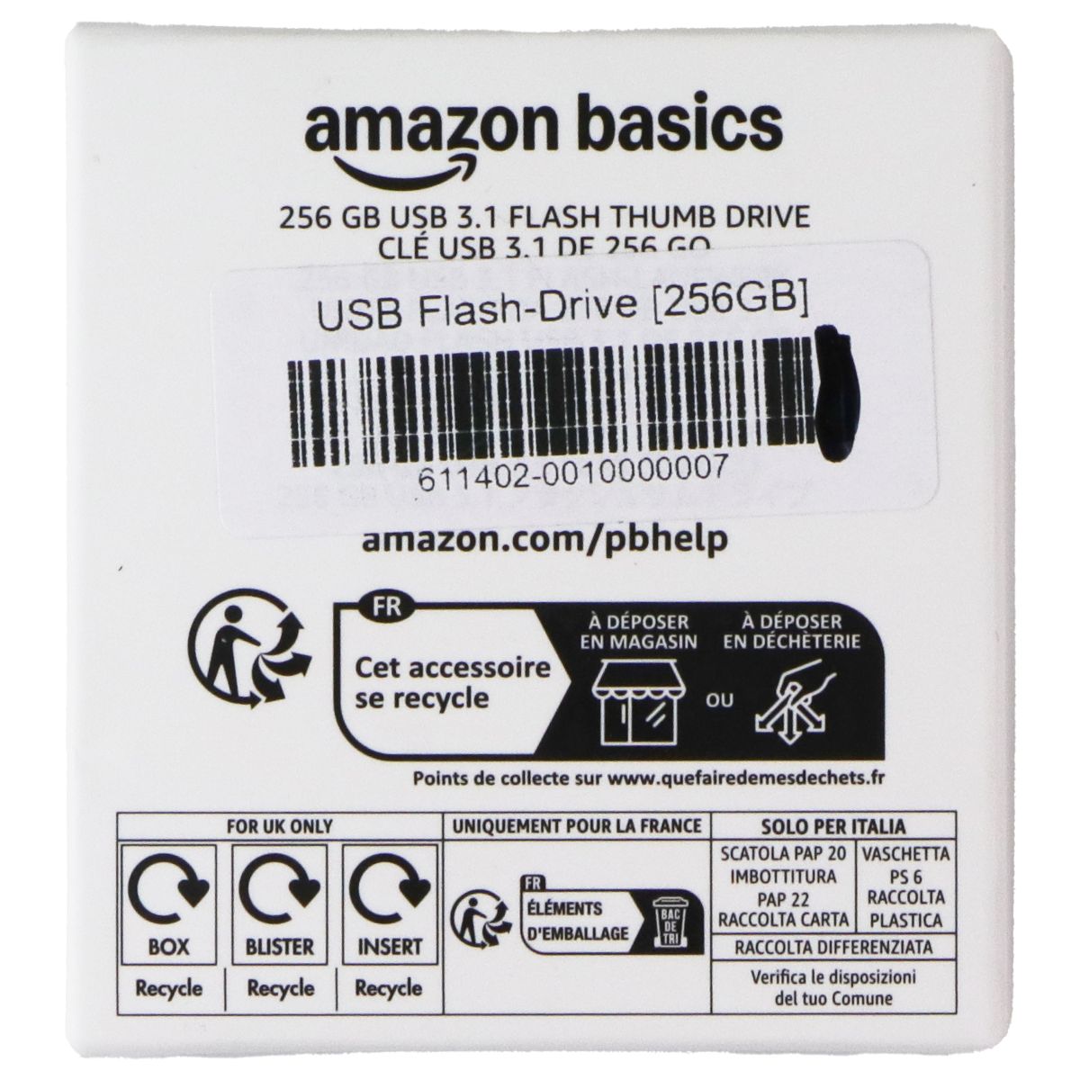 Amazon Basics 256GB USB 3.1 Flash Thumb Drive Digital Storage - USB Flash Drives Amazon Basics - Simple Cell Bulk Wholesale Pricing - USA Seller