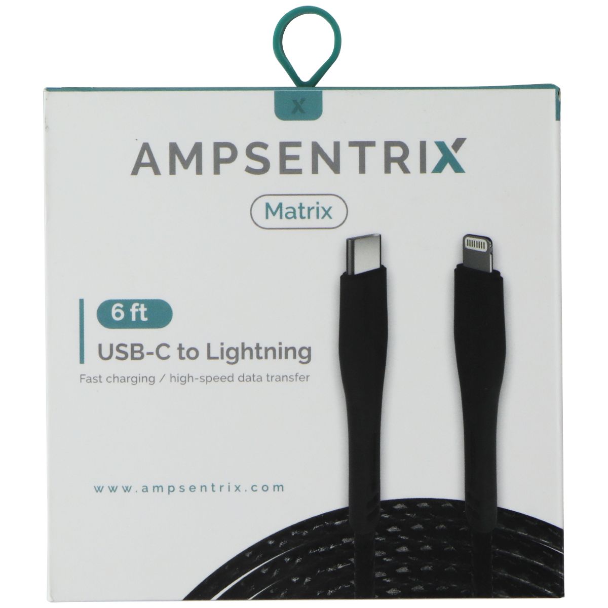 AmpSentrix Matrix (6-Ft) USB-C to 8-Pin Lightning Charge/Sync Cable - Black Cell Phone - Cables & Adapters AmpSentrix    - Simple Cell Bulk Wholesale Pricing - USA Seller