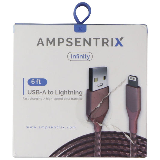 AmpSentrix Infinity (6-FT) USB-A to Lightning 8-pin Charge Cable - Rose Cell Phone - Cables & Adapters AmpSentrix    - Simple Cell Bulk Wholesale Pricing - USA Seller