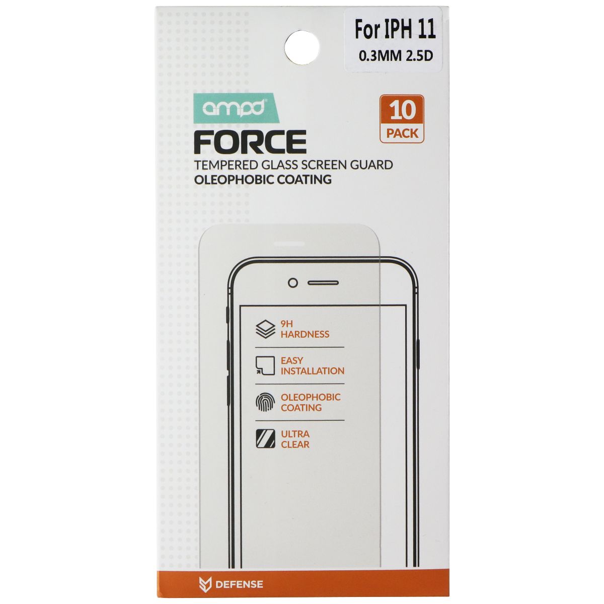 Ampd Force Tempered Glass Screen Guard for Apple iPhone 11 - Clear Cell Phone - Screen Protectors Ampd    - Simple Cell Bulk Wholesale Pricing - USA Seller