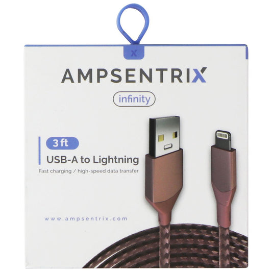 AmpSentrix Infinity 3 FT USB-A to Lightning 8-pin Charge Cable - Rose Gold Cell Phone - Cables & Adapters AmpSentrix    - Simple Cell Bulk Wholesale Pricing - USA Seller