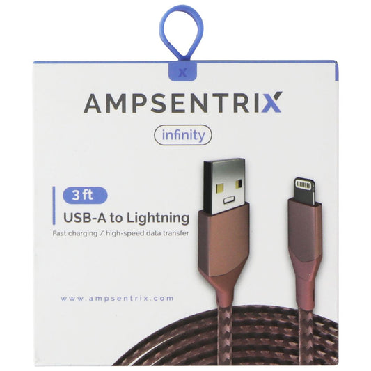 AmpSentrix Infinity (3-FT) USB-A to Lightning 8-pin Charge Cable - Rose Gold Cell Phone - Cables & Adapters AmpSentrix - Simple Cell Bulk Wholesale Pricing - USA Seller