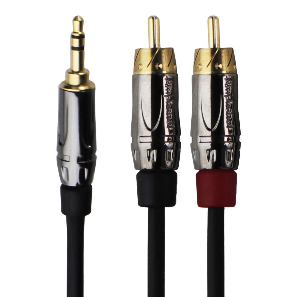 Amphenol Elite (9-Ft) Interconnect Y-Cable 3.5mm - Black Cell Phone - Cables & Adapters Amphenol - Simple Cell Bulk Wholesale Pricing - USA Seller