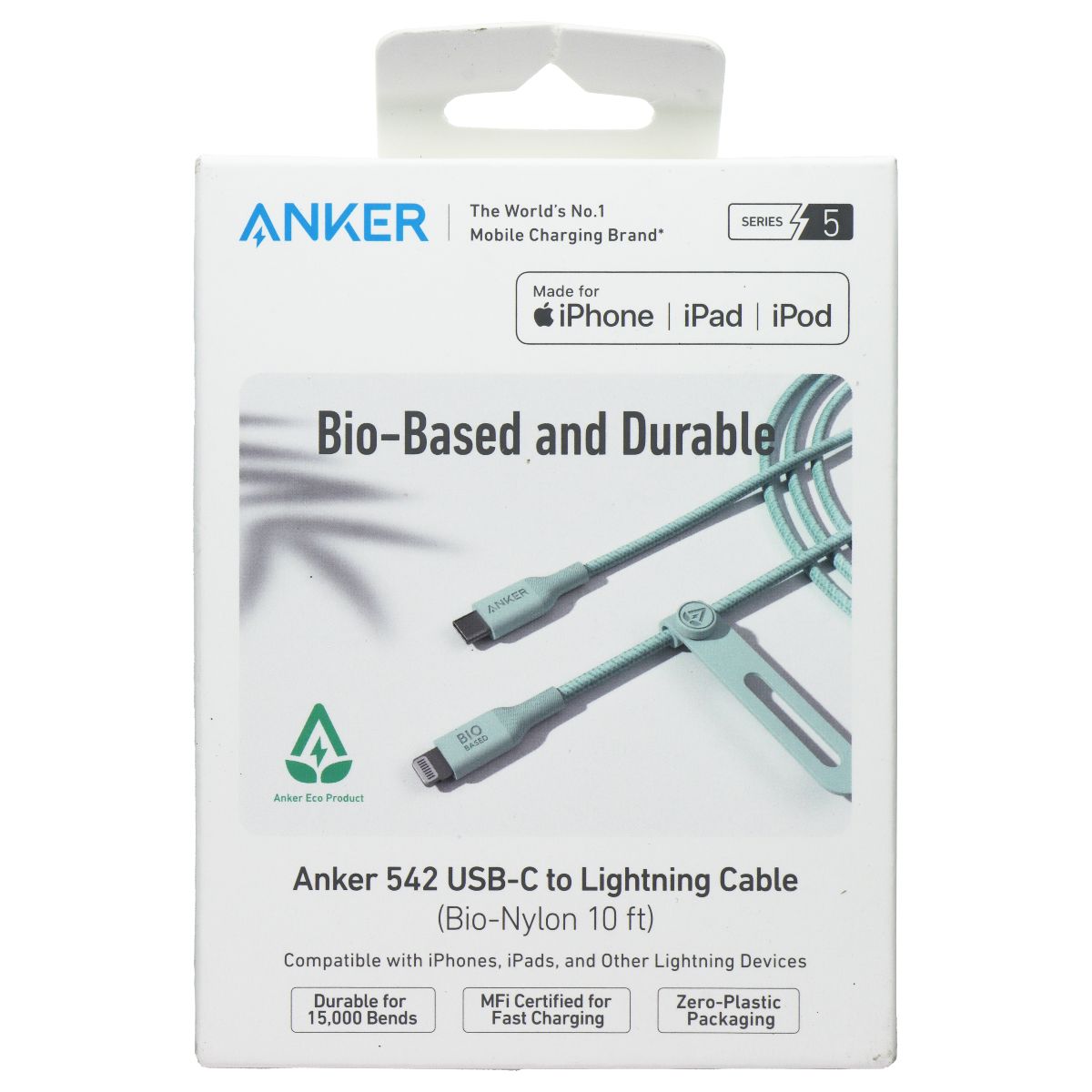 Anker 542 USB-C to 8-Pin Lightning Cable (Bio-Nylon 10ft) - Green Cell Phone - Cables & Adapters Anker    - Simple Cell Bulk Wholesale Pricing - USA Seller