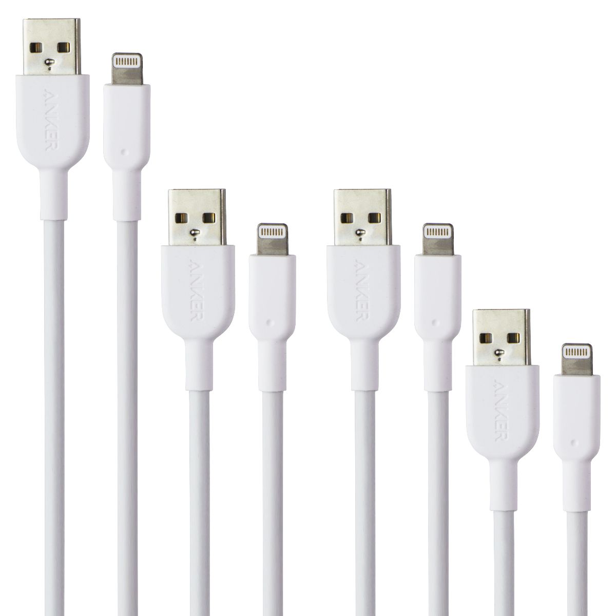 Anker PowerLine II Series USB-A to 8-Pin Lightning Cables - White (4 Pack) Cell Phone - Cables & Adapters Anker - Simple Cell Bulk Wholesale Pricing - USA Seller
