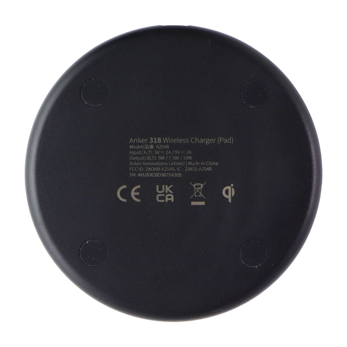 Anker 318 Ultra Slim Qi Wireless Charging Pad (10W) with (4-Ft) Cable + Charger Cell Phone - Chargers & Cradles Anker - Simple Cell Bulk Wholesale Pricing - USA Seller