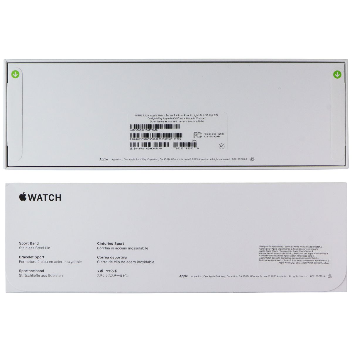 Apple Watch Series 9 (GPS + LTE) A2984 45mm Pink AL / Pink Sport Band (M/L) Smart Watches Apple - Simple Cell Bulk Wholesale Pricing - USA Seller