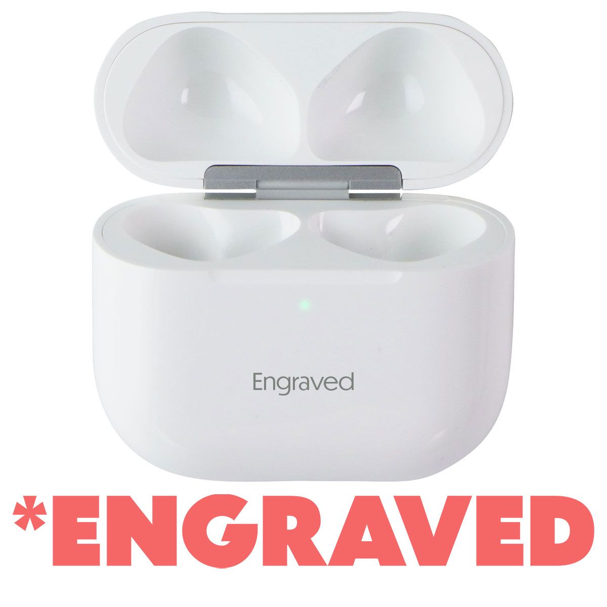 Apple AirPods (4th Gen) USB-C Charging Case - CASE ONLY - White (A3058) ENGRAVED Portable Audio - Headphones Apple - Simple Cell Bulk Wholesale Pricing - USA Seller