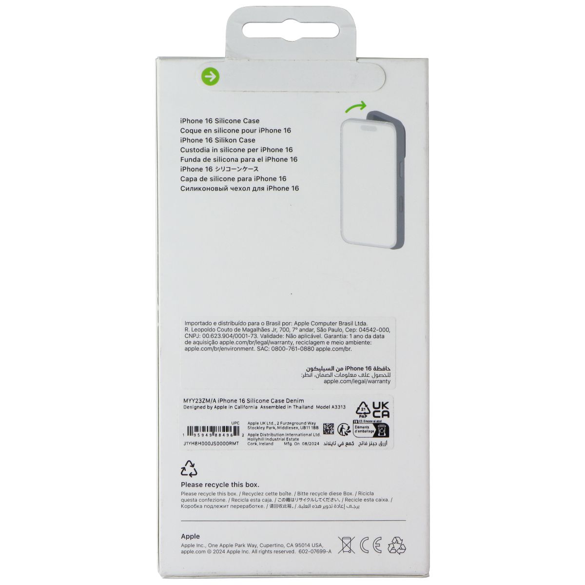 Apple Official Silicone Case for MagSafe for Apple iPhone 16 - Denim