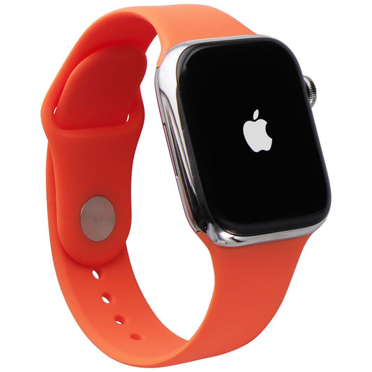 Apple Watch HERMES Series 7 (GPS + LTE) A2477 45mm Silver SS / Orange Sport Band Smart Watches Apple    - Simple Cell Bulk Wholesale Pricing - USA Seller
