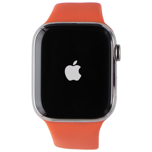 Apple Watch HERMES Series 7 (GPS + LTE) A2477 45mm Silver SS / Orange Sport Band Smart Watches Apple    - Simple Cell Bulk Wholesale Pricing - USA Seller