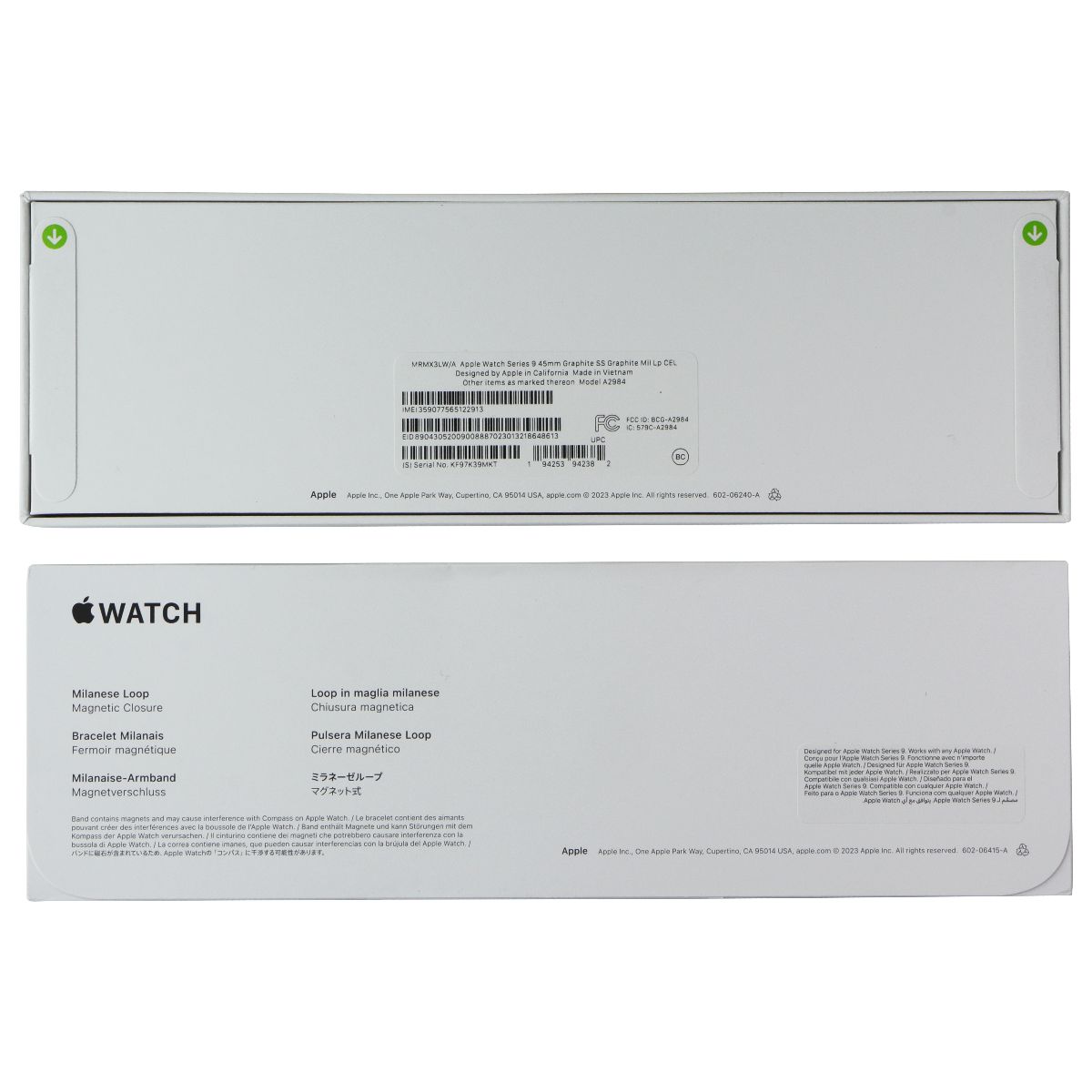 Apple Watch Series 9 (GPS + LTE) A2984 45mm Graphite SS / Graphite Milanese Loop Smart Watches Apple - Simple Cell Bulk Wholesale Pricing - USA Seller