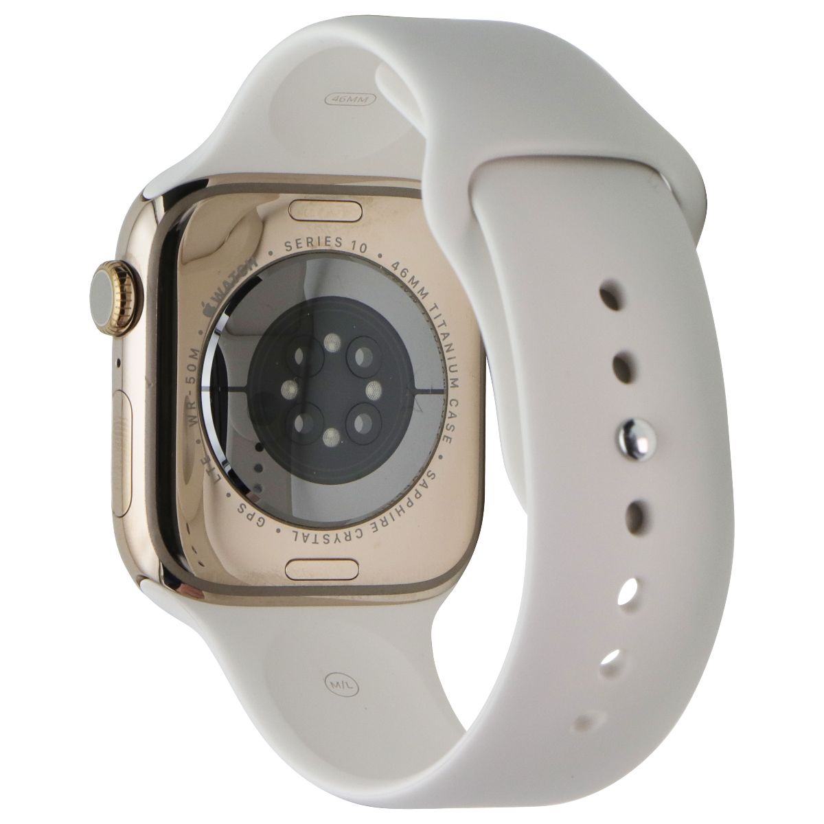 Apple Watch Series 10 (GPS + LTE, 46mm) - Gold Ti/Starlight Sp Band M/L - A3003 Smart Watches Apple - Simple Cell Bulk Wholesale Pricing - USA Seller